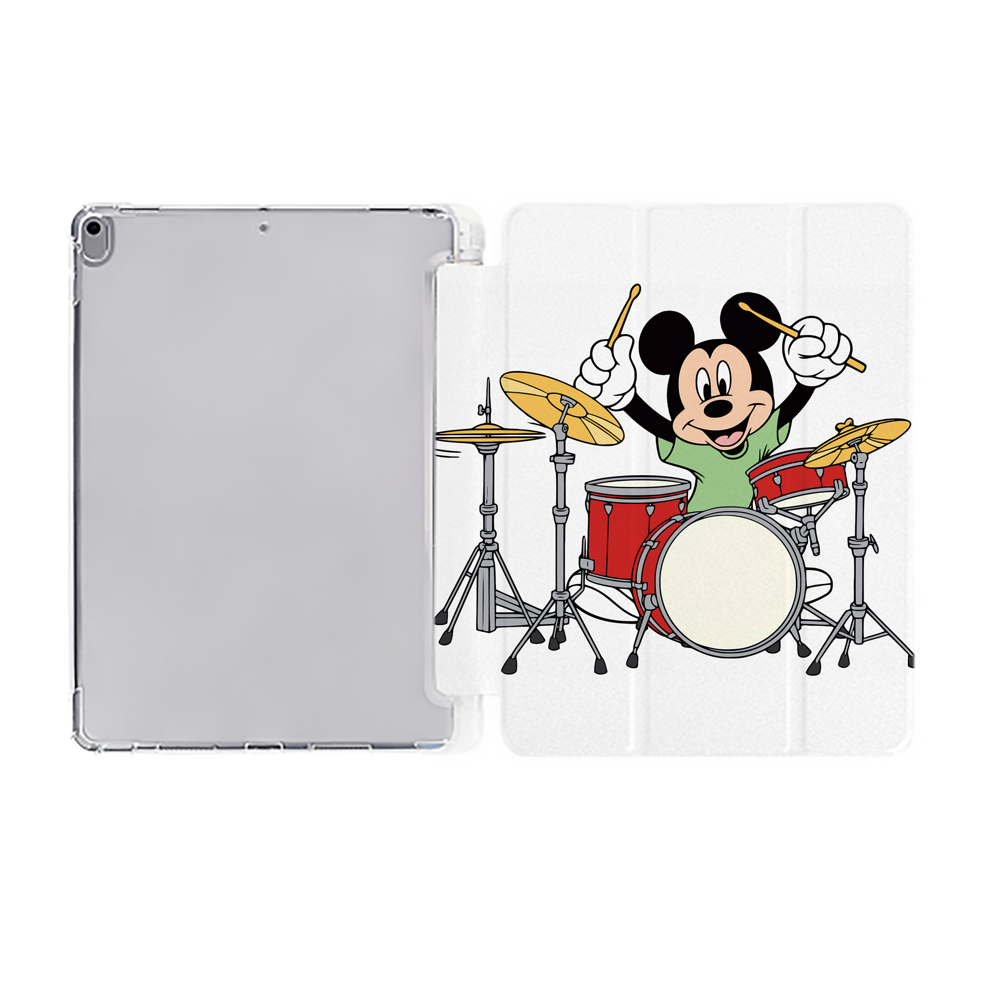 （画像用） ミッキーマウス Mickey Mouse IPad ケース ペン収納付き 三つ折りスタンド PUレザー×シリコン 対応機種9.5/10.5/10.9インチ